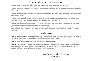 Quyết định 57/2008/QĐ-UBND phát ngôn cung cấp thông tin báo chí Bình Phước
