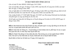 Quyết định 38/2008/QĐ-UBND phát ngôn cung cấp thông tin cho báo chí Lào Cai