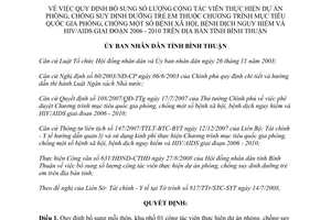Quyết định 73/2008/QĐ-UBND cộng tác viên dự án phòng chống suy dinh dưỡng trẻ em Bình Thuận