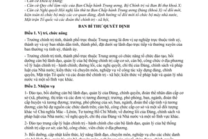 Quyết định 184-QĐ/TW  chức năng, nhiệm vụ, tổ chức bộ máy