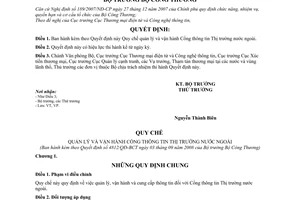 Quyết định 4812/QĐ-BCT Quy chế quản lý và vận hành Cổng thông tin Thị trường nước ngoài