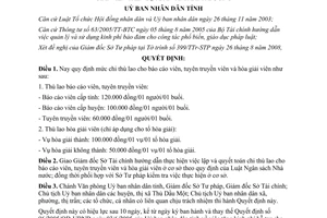 Quyết định 45/2008/QĐ-UBND chi thù lao báo cáo viên tuyên truyền viên pháp luật