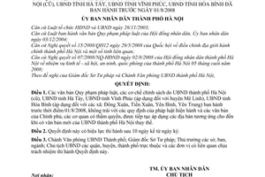 Quyết định 05/2008/QĐ-UBND tiếp tục áp dụng trên địa bàn thành phố Hà Nội (mới) các văn bản quy phạm pháp luật, các cơ chế chính sách