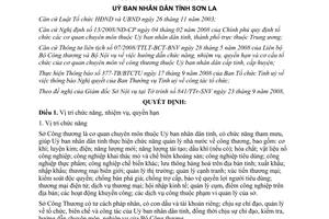 Quyết định 18/2008/QĐ-UBND chức năng nhiệm vụ quyền hạn Sở Công thương Sơn La