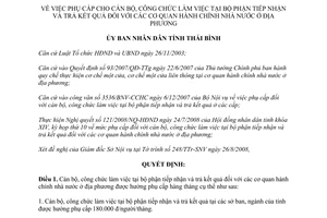 Quyết định số 2471/QĐ-UBND phụ cấp cho cán bộ công chức Bộ phận tiếp nhận trả kết quả Thái Bình