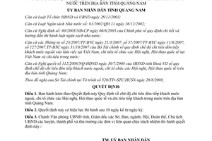 Quyết định 32/2008/QĐ-UBND chi đón tiếp khách nước ngoài tổ chức hội nghị Quảng Nam