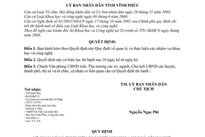 Quyết định 40/2008/QĐ-UBND quản lý thực hiện nhiệm vụ khoa học và công nghệ