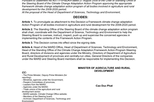 Decision No. 2730/QD-BNN-BKHCN on promulgation of the climate change adaptation