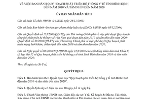 Quyết định số 28/2008/QĐ-UBND quy hoạch phát triển hệ thống y tế Bình Định đến 2010