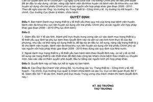 Quyết định 3333/QĐ-BYT danh mục trang thiết bị y tế thiết yếu phục vụ triển khai đề án đầu tư xây dựng, cải tạo, nâng cấp bệnh viện 2008- 2010