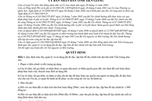 Quyết định 36/2008/QĐ-UBND quy định mức thu, quản lý và sử dụng phí đo đạc, lập bản đồ địa chính tỉnh Tiền Giang
