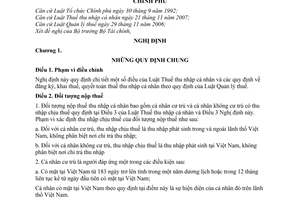 Nghị định 100/2008/NĐ-CP hứơng dẫn Luật Thuế thu nhập cá nhân