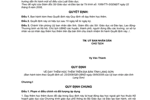 Quyết định 23/2008/QĐ-UBND dạy thêm học thêm