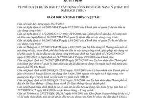 Quyết định 755/QĐ-SGTVT phê duyệt dự án đầu tư xây dựng cầu Nam Lý