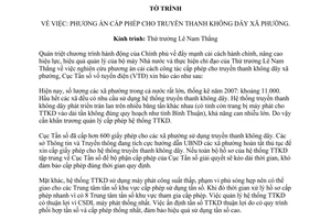 Tờ trình 2417/CTS-PTTH vcấp phép cho truyền thanh không dây xã phường