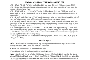 Quyết định 59/2008/QĐ-UBND chương trình khoa học công nghệ hỗ trợ doanh nghiệp giai đoạn 2006 - 2010 tỉnh Bà Rịa – Vũng Tàu
