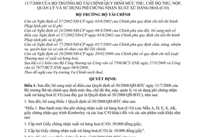Quyết định 75/2008/QĐ-BTC mức thu, chế độ thu, nộp, quản lý và sử dụng phí chứng nhận xuất xứ hàng hoá (C/O)