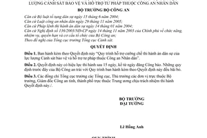 Quyết định 1501/2008/QĐ-BCA Quy trình hỗ trợ cưỡng chế thi hành án dân sự của lực lượng Cảnh sát bảo vệ và hỗ trợ tư pháp thuộc Công an nhân dân