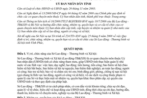 Quyết định 42/2008/QĐ-UBND chức năng nhiệm vụ quyền hạn Sở Lao động Thương binh Xã hội Vĩnh Phúc