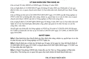 Quyết định 53/2008/QĐ-UBND Chức năng nhiệm vụ quyền hạn cơ cấu tổ chức Sở Nông nghiệp Nghệ An