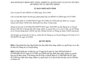 Quyết định 32/2008/QĐ-UBND quyền hạn cơ cấu tổ chức Sở Thông tin Truyền thông Hà Tĩnh