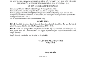 Quyết định 29/2008/QĐ-UBND chính sách hỗ trợ đào tạo, thu hút