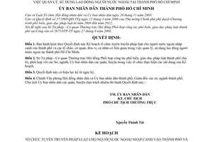 Quyết định 3941/QĐ-UBND Kế hoạch tuyên truyền pháp luật người nước ngoài nhập cảnh vào thành phố có liên quan quản lý,sử dụng người nước ngoài TPHCM