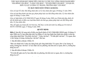 Quyết định 1676/2008/QĐ-UBND tiêu chuẩn thủ tục công nhận danh hiệu văn hoá Cao Bằng