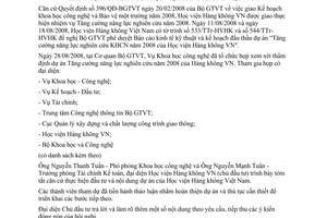 Thông báo 394/TB-KHCN nội dung họp thẩm định dự án tăng cường năng lực nghiên cứu khoa học năm 2008 Học viện Hàng không Việt Nam