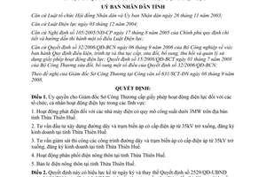 Quyết định 2079/QĐ-UBND ủy quyền cấp giấy phép hoạt động điện lực Thừa Thiên Huế