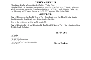 Quyết định 1254/QĐ-TTg bổ nhiệm bà Nguyễn Thúy Hiền giữ chức Thứ trưởng Bộ Tư pháp