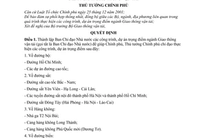 Quyết định 1250/QĐ-TTg thành lập Ban Chỉ đạo Nhà nước các công trình, dự án trọng điểm ngành Giao thông vận tải