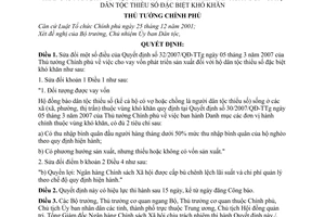 Quyết định 126/2008/QĐ-TTg cho vay vốn phát triển sản xuất hộ dân tộc thiểu số đặc biệt khó khăn