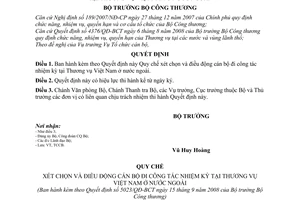 Quyết định 5023/QĐ-BCT Quy chế xét chọn và điều động cán bộ đi công tác nhiệm kỳ tại Thương vụ Việt Nam ở nước ngoài