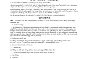 Quyết định 1731/QĐ-UBND 2008 cơ cấu tổ chức bộ máy của Sở Thông tin và Truyền thông Bắc Kạn