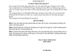 Quyết định 25/2008/QĐ-UBND quy chế tổ chức và hoạt động Phòng Tài chính - Kế hoạch quận 9