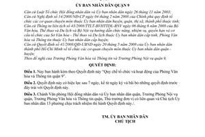 Quyết định 27/2008/QĐ-UBND Quy chế tổ chức và hoạt động của Phòng Văn hóa và Thông tin quận 9