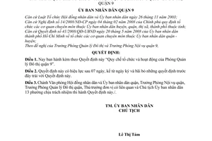 Quyết định 30/2008/QĐ-UBND Quy chế tổ chức và hoạt động của Phòng Quản lý Đô thị quận 9