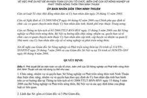 Quyết định 240/QĐ-UBND kiện toàn cơ cấu biên chế Sở nông nghiệp Ninh Thuận