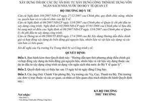 Quyết định 32/2008/QĐ-BYT Hướng dẫn tạm thời phương pháp điều chỉnh giá và hợp đồng xây dựng do biến động giá nguyên nhiên liệu và vật liệu xây dựng