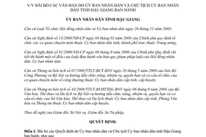 Quyết định 42/2008/QĐ-UBND bãi bỏ văn bản Ủy ban nhân dân Chủ tịch Ủy ban nhân dân Hậu Giang