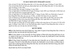 Quyết định 30/2008/QĐ-UBND Quy định quản lý hoạt động khai thác và bảo vệ nguồn lợi thủy sản trên địa bàn tỉnh Kiên Giang