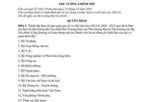 Quyết định 1263/QĐ-TTg thành lập Ban chỉ đạo quốc gia về cơ chế một cửa ASEAN 2008 - 2012