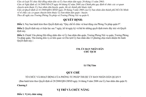 Quyết định 28/2008/QĐ-UBND quy chế tổ chức và hoạt động của Phòng tư pháp quận 9