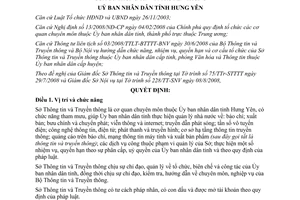 Quyết định 1760/QĐ-UBND năm 2008 chức năng nhiệm vụ Sở Thông tin Hưng Yên