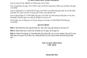 Quyết định 42/2008/QĐ-UBND quy chế cung cấp thông tin báo chí Lâm Đồng