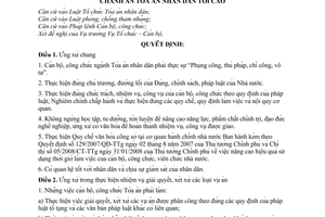 Quyết định 1253/2008/QĐ-TANDTC Quy tắc ứng xử của cán bộ, công chức ngành Tòa án nhân dân