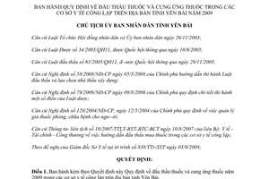 Quyết định 1470/QĐ-UBND 2008 đấu thầu cung ứng thuốc cơ sở y tế công lập Yên Bái năm 2009