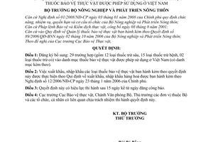 Quyết định 93/2008/QĐ-BNN bổ sung loại thuốc bảo vệ thực vật vào danh mục thuốc bảo vệ thực vật được phép sử dụng ở Việt Nam