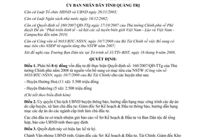 Quyết định 1774/QĐ-UBND 2008 phân bổ vốn thực hiện Quyết định 160/2007/QĐ-TTg Quảng Trị